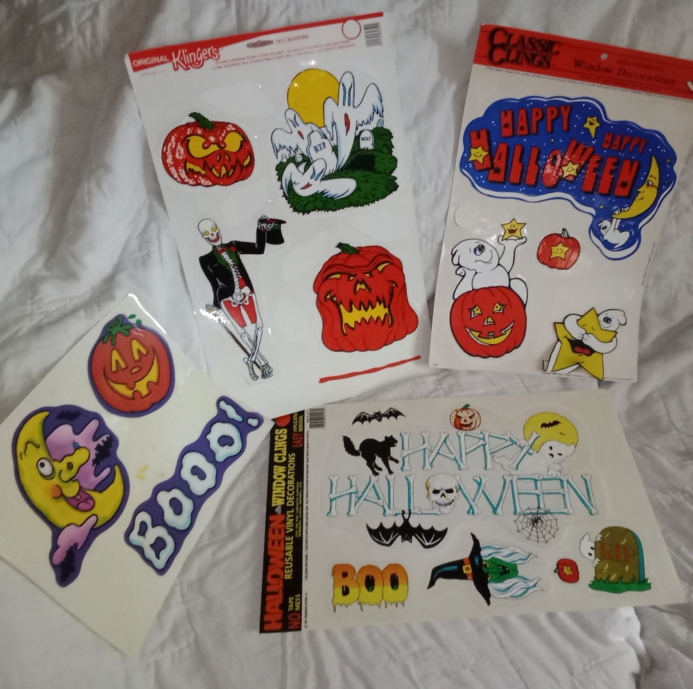 Vintage Halloween Window Decals 1989 1991 Lot